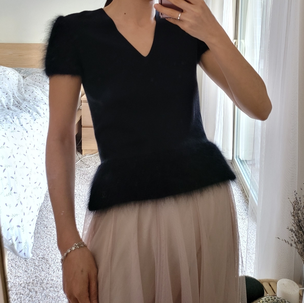 Chanel cashmere angora silk top sweater